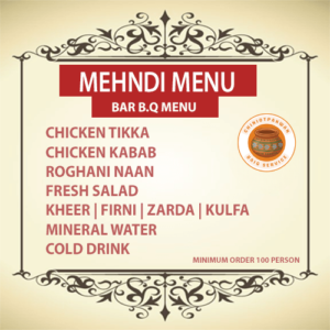 Mehndi Daig Catering in Karachi BAR.B.Q MENU
